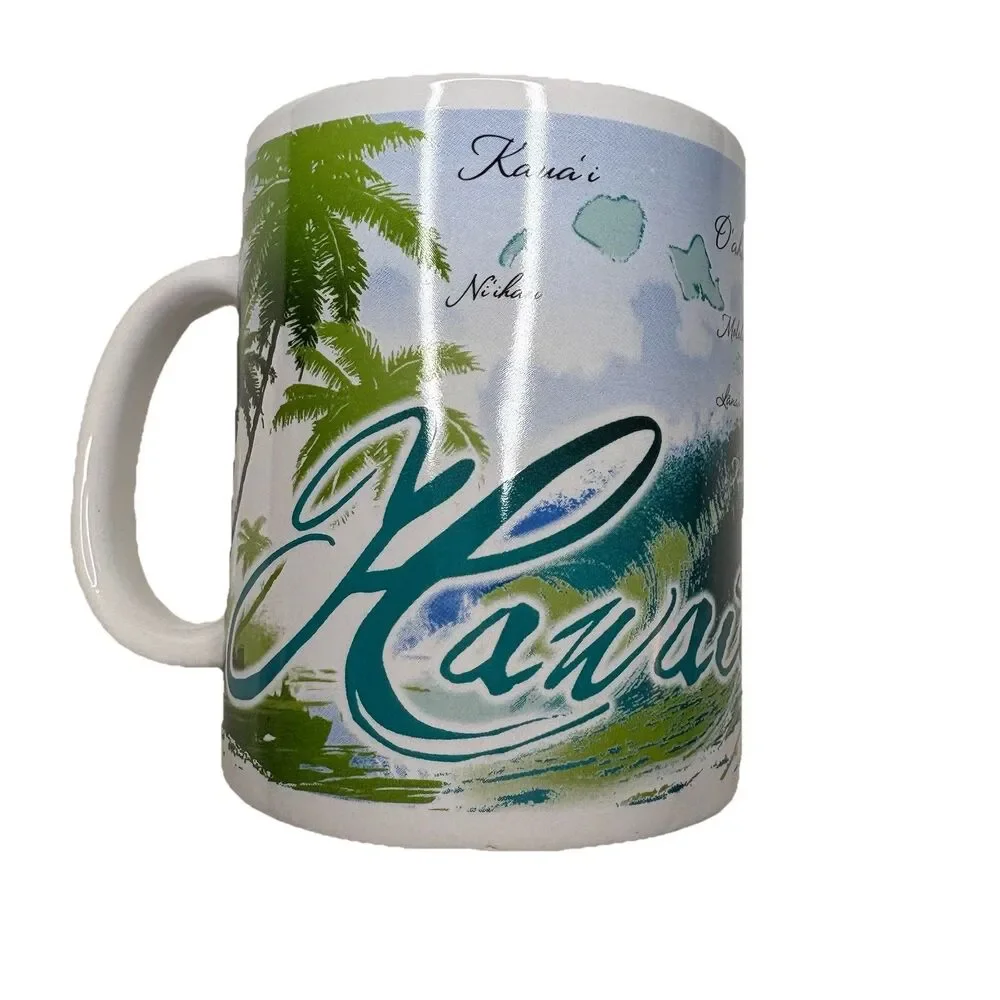 Hawaii Island  Palm Trees Souvenir Coffee Mug, 2010 TMC ABC Stores New in box